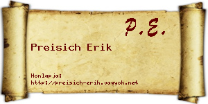 Preisich Erik névjegykártya